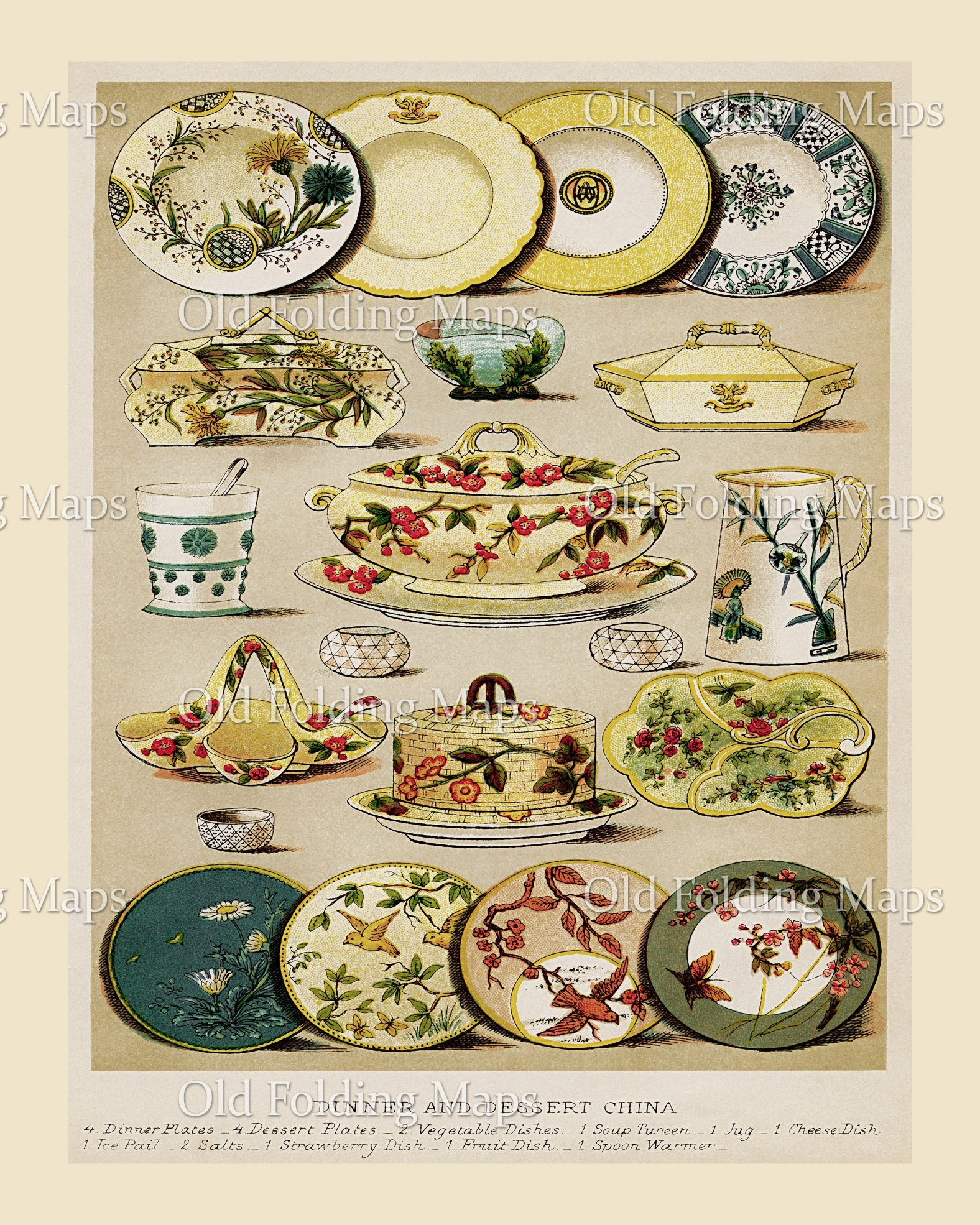 Mrs.Beeton Dinner Set circa 1868