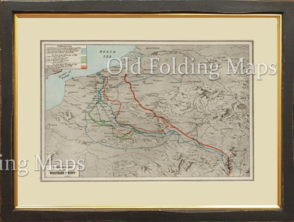 World War One map of the Western Front - 1914 - 1918