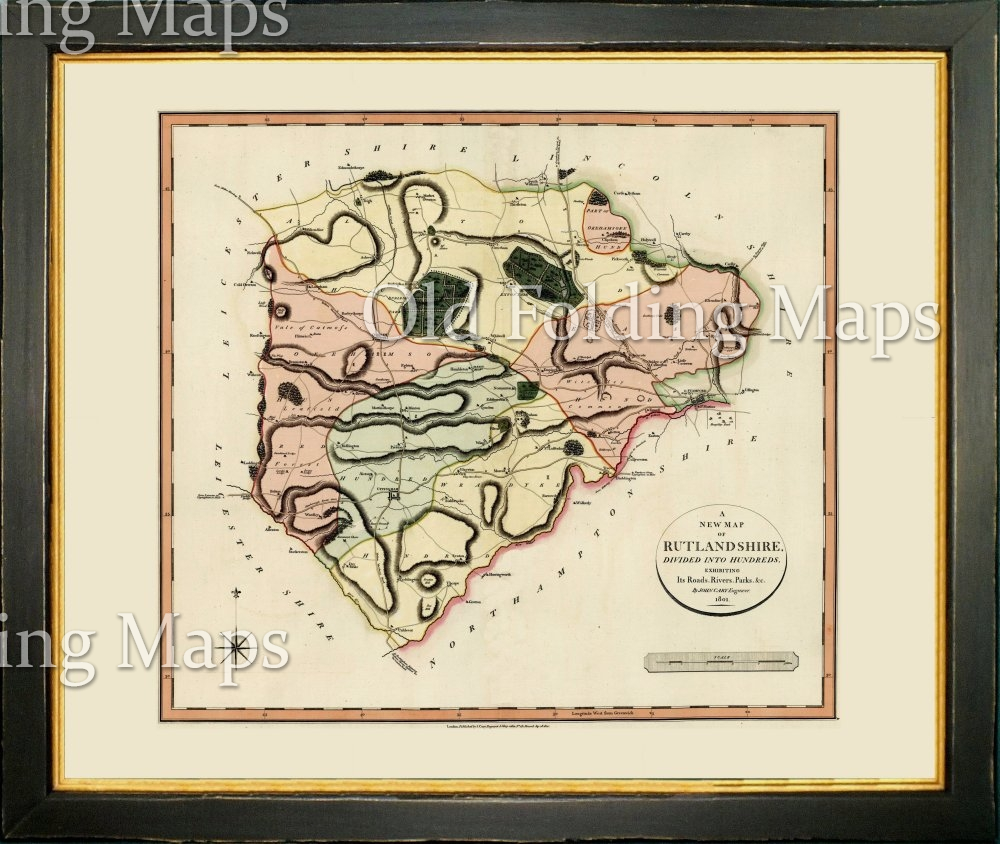 Antique County Map of Rutland circa 1801