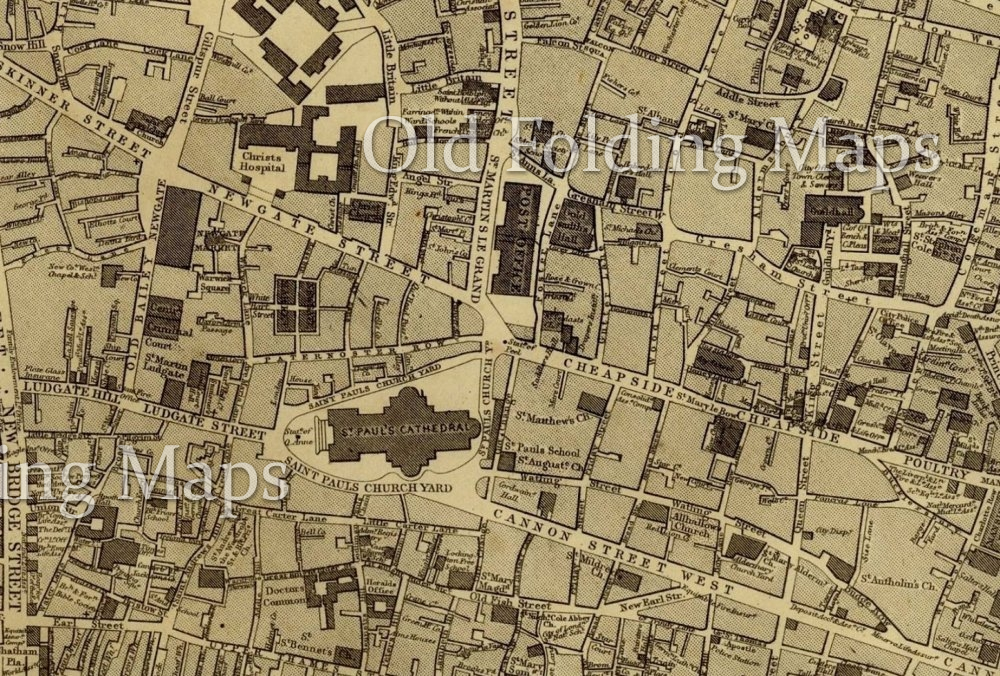 Old Map of London (Cassell's) Central circa 1863