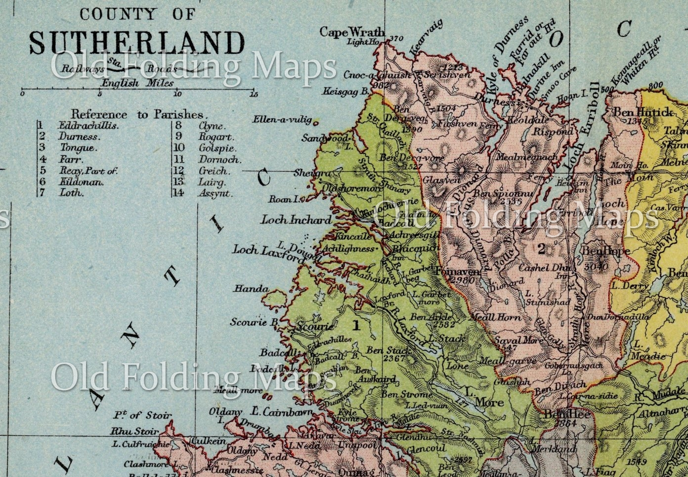 Antique Map of Sutherland circa 1882