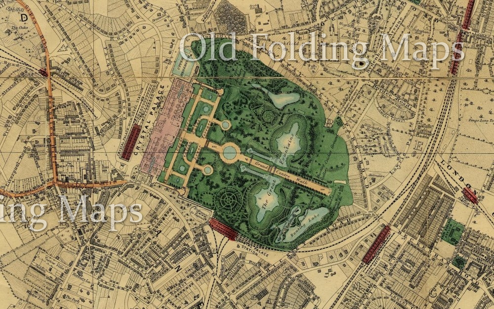 Old Map of Victorian London West Dulwich - Upper Sydenham - Dulwich - Crystal Palace circa 1878