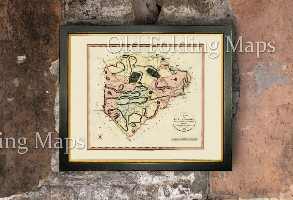 Antique County Map of Rutland circa 1801