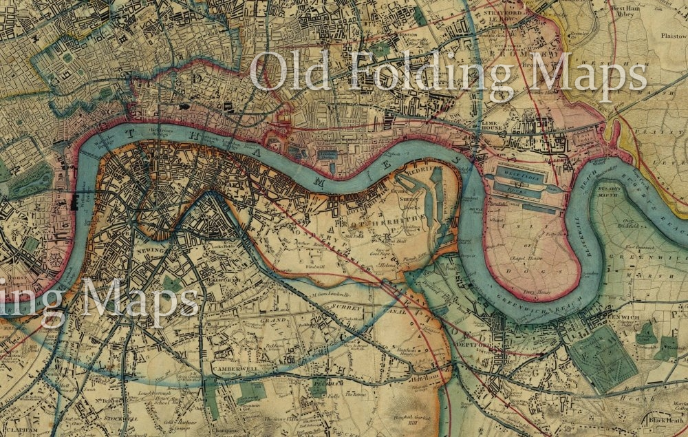 Old Map of London (All) Edmonton - Plumstead - Beckenham - Chiswick circa 1847