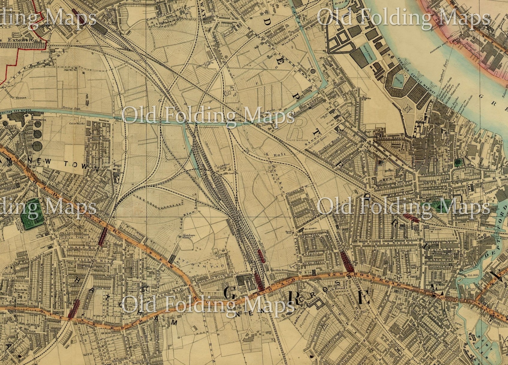 The Environs of the Isle of Dogs and the Dockland Areas of London circa 1878