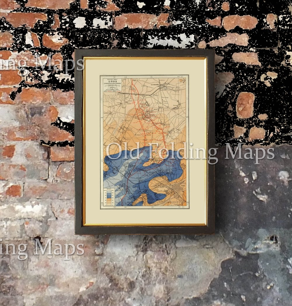 World War One map of the Western Front - Loos & Hohenzollern, France - 1915