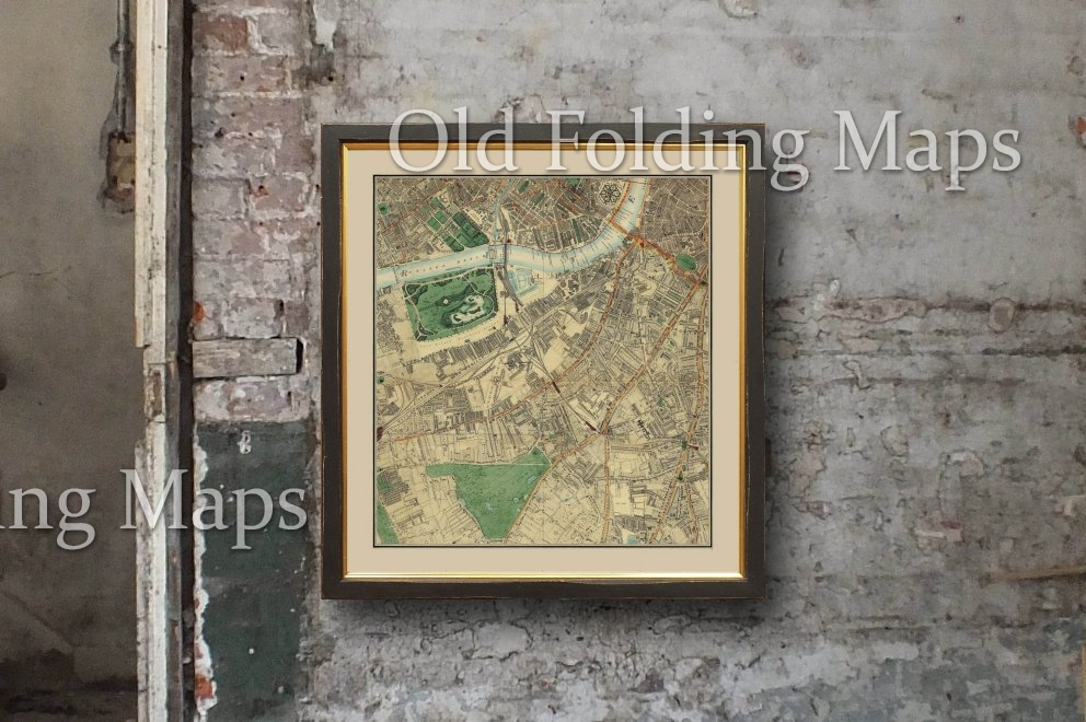 Old Map of Victorian London Chelsea - Kennington - Victoria - Clapham circa 1878