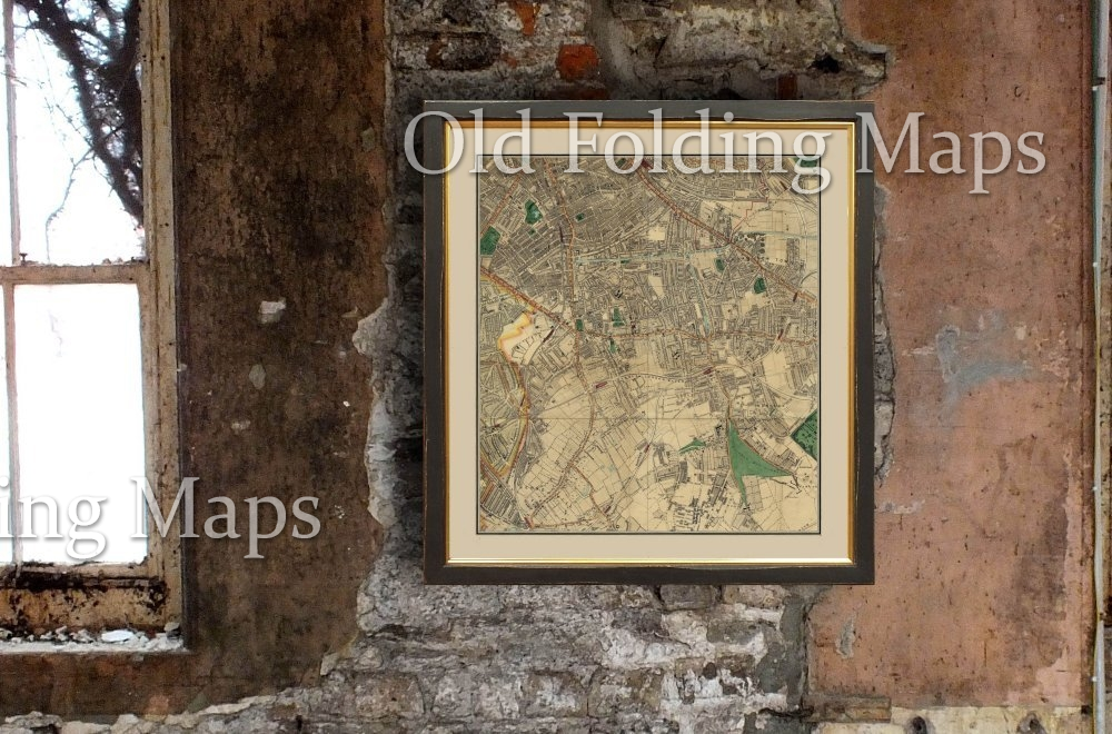 Old Map of Victorian London Walworth - Herne Hill - Hoxton - Peckham circa 1878