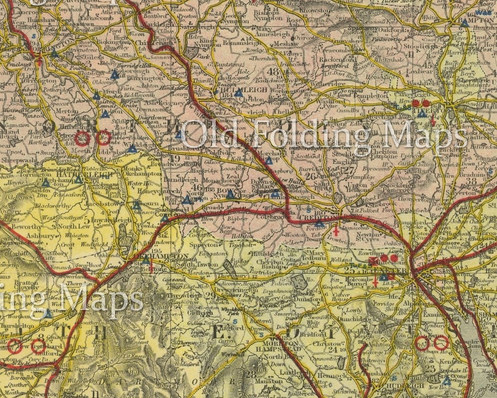 Antique County Map of Devon circa 1884